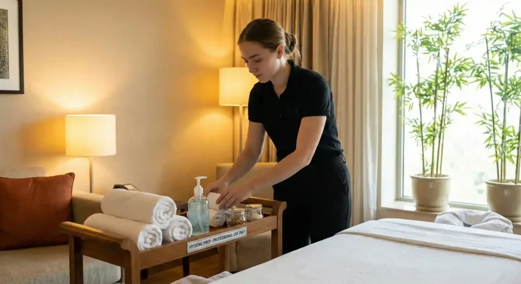 Preparation For Erotic Massage Session At Home Or Hotel In Mumbai For Hygiene, Relaxation, And Professional Wellness Experience