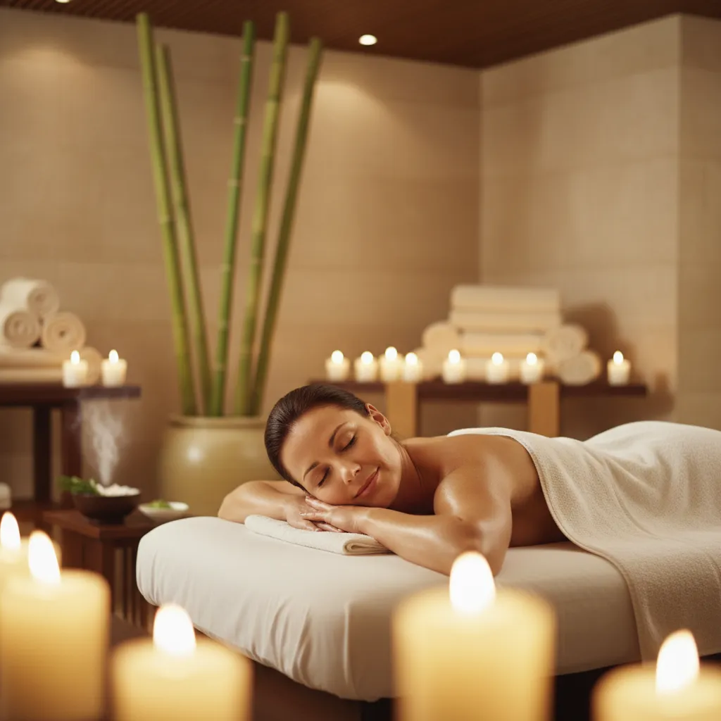 Client Relaxing After Nuru Massage Therapy Showing Stress Relief And Calm Mood In Spa Setting