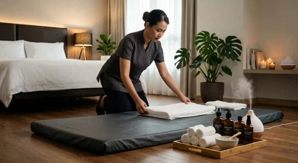 Step-By-Step Setup Of A Professional Nuru Massage Session In A Private Home Or Hotel Room