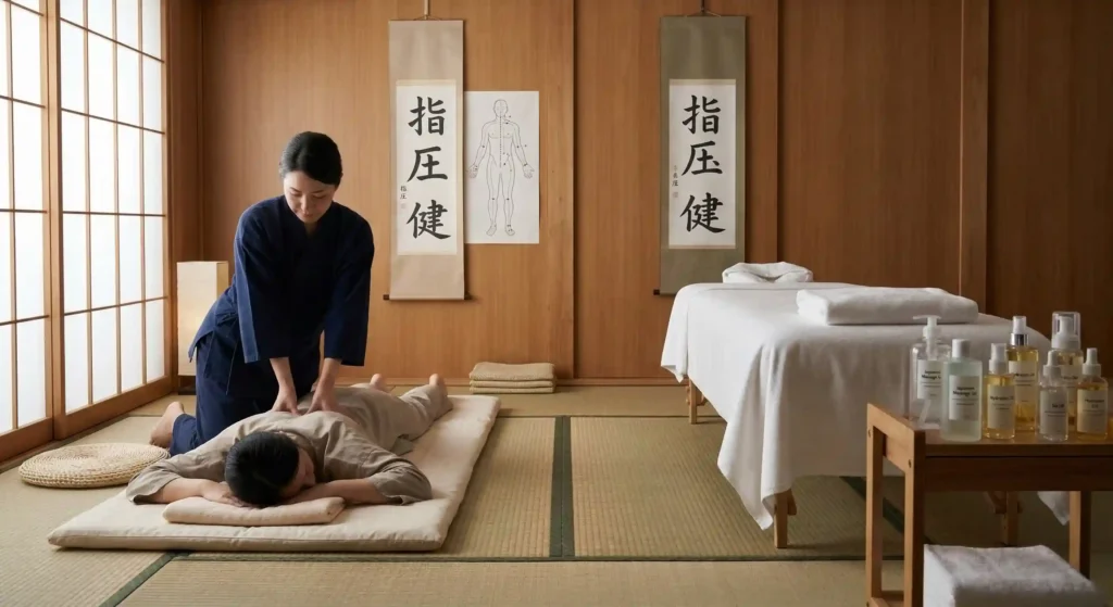Comparison Of Japanese Nuru Massage And Shiatsu Massage Techniques In A Modern Wellness Spa Setting